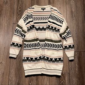 Express Cardigan Striped Geometric Aztec